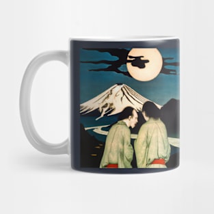 Ukiyo-E Mount Fuji Full Moon Oil Painting Mug